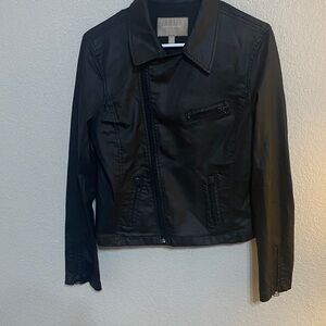 Banana Republic Black Cotton Blend Moto Jacket with Zip Pockets